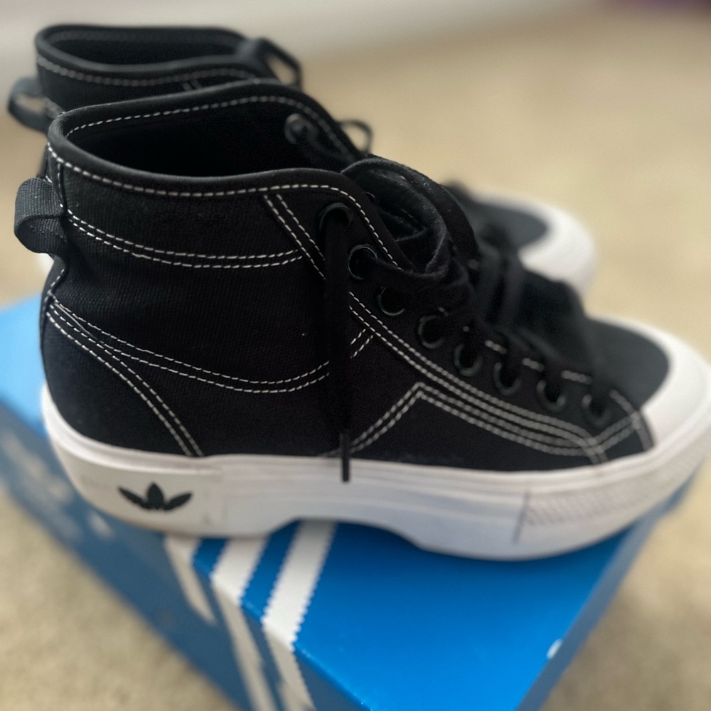 Adidas Black and White Canvas High-Tops